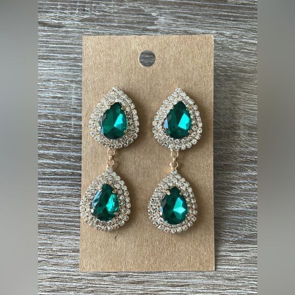 Rhinestones crystal drop earrings A198 - Picture 2 of 5